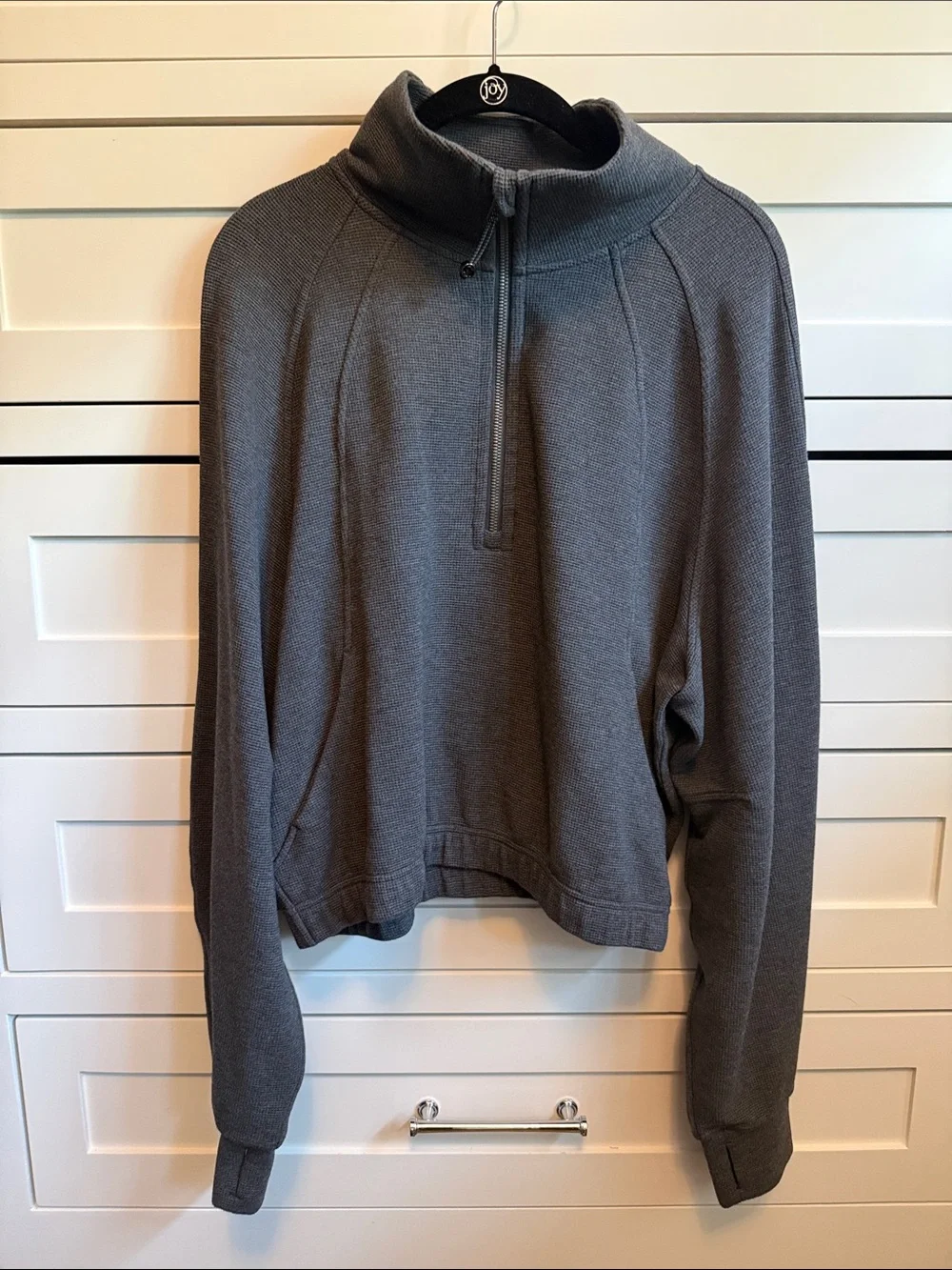 Scuba Cropped Funnel-Neck Half Zip Waffle